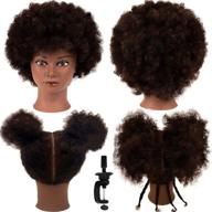 👨 african mannequin head: 100% human hair, curly style, with stand - perfect for display, practice, braiding, styling, and training logo