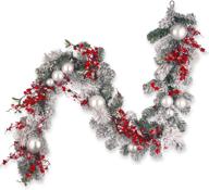 🎄 9ft national tree company artificial christmas garland - silver evergreen with ball ornaments, berry clusters - christmas collection logo