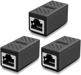 img 4 attached to Высококачественный набор из 3 коннекторов RJ45 - удлинитель и соединитель для кабелей Ethernet с совместимостью Cat7/Cat6/Cat5e/Cat5 - женский к женскому, черный