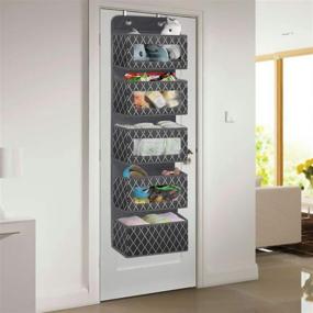 img 3 attached to 🗂️ Versatile Grey Over The Door Hanging Organizer - 5 Large Pockets, Foldable Wall Mount Fabric Storage with Clear Window - Ideal for Pantry, Closet, Kitchen, Nursery, Bathroom, Dorm - 49.6x12.2x5 inches