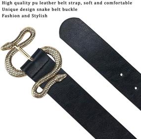 img 1 attached to Snake Belt Buckle: Elevate Your Style with Women's Fashion Leather Belts for Dresses