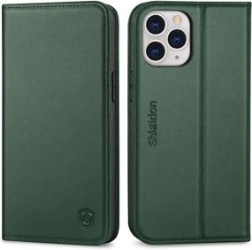 img 4 attached to 📱 Premium Midnight Green iPhone 12 Pro Max Genuine Leather Wallet Case with Kickstand | RFID Blocking Card Slots | Magnetic Closure | Shockproof | Compatible with 6.7" iPhone 12 Pro Max - by SHIELDON