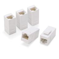 rapink rj45 coupler inline adapter keystone, network connector 5 pack for ethernet cat6/cat5e/cat5 cable extender with gold plated female to female - white logo