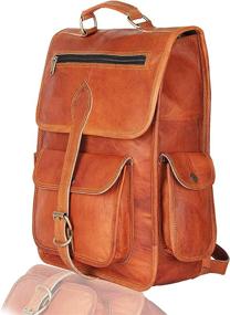 img 2 attached to 🎒 Genuine Leather Picnic Rucksack Backpack