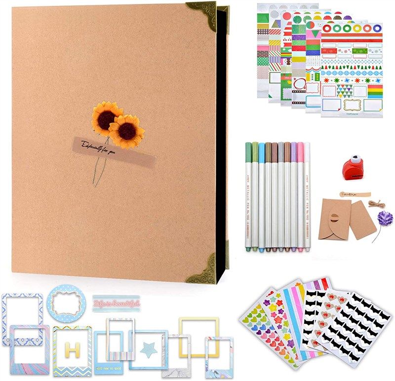 Large Photo Album Self Adhesive for 4x6 8x10 Pictures Magnetic Scrapbook  Album DIY 40 Blank Pages with A Metallic Pen 