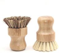 🌿 ecofworld bamboo mini scrub brush set - wooden dish brush with coconut sisal bristles - pot scrubber brushes for cast iron skillet, kitchen sink, bathroom, and household cleaning - long lasting logo