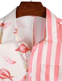 img 2 attached to VATPAVE Hawaiian Flamingo Shirts Casual Men's Clothing and Shirts