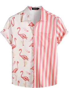 img 4 attached to VATPAVE Hawaiian Flamingo Shirts Casual Men's Clothing and Shirts