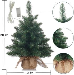 img 3 attached to 🎄 Pre-Lit Artificial Mini Christmas Tree: 20" Pine Xmas Tree with 20 LED Lights, 70 Branch Tips, Burlap Base