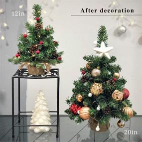 img 1 attached to 🎄 Pre-Lit Artificial Mini Christmas Tree: 20" Pine Xmas Tree with 20 LED Lights, 70 Branch Tips, Burlap Base