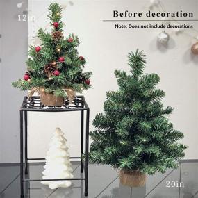 img 2 attached to 🎄 Pre-Lit Artificial Mini Christmas Tree: 20" Pine Xmas Tree with 20 LED Lights, 70 Branch Tips, Burlap Base