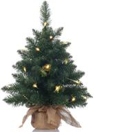 🎄 pre-lit artificial mini christmas tree: 20" pine xmas tree with 20 led lights, 70 branch tips, burlap base логотип