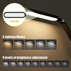 img 3 attached to 💡 JKSWT LED Desk Lamp: Eye-Caring Table Lamp with Dimmable Natural Light, 5 Color Modes, USB Charging, Touch Control, and Memory Function - Ideal 10W Reading Lamp in Black