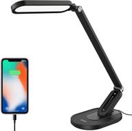 💡 jkswt led desk lamp: eye-caring table lamp with dimmable natural light, 5 color modes, usb charging, touch control, and memory function - ideal 10w reading lamp in black logo