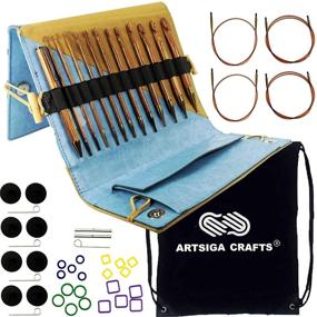 img 4 attached to 🧶 Knitter's Pride Tunisian Crochet Hooks Ginger Set Bundle: Enhanced with 1 Artsiga Crafts Project Bag