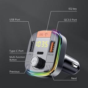 img 3 attached to 🚗 D DINGRICH Bluetooth FM Transmitter for Car with QC3.0 & Type-C Fast Charger, Mp3 Player and Wide Compatibility
