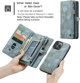 img 1 attached to 📱 ZTTOPO Wallet Case for iPhone 13 Pro - 2-in-1 Leather Zipper Detachable Magnetic Cover with 11 Card Slots, Money Pocket, and Screen Protector - Compatible with Wallet 6.1 Inch