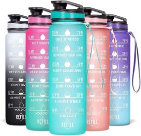 img 4 attached to 32oz Venture Pal Motivational Water Bottle with Time Marker & Removable Strainer - Fast Flow BPA Free Spill Proof Water Jug, Encouraging Hydration