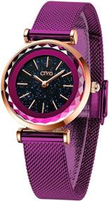 img 4 attached to Purple Luxury Watches Stainless Waterproof
