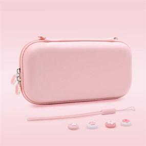 img 3 attached to 11 in 1 Pink Accessories Bundle for Switch Lite: Pink Carry Case with Coral Case, Game Case Storage, Coral USB C Cord, Pink Thumb Grips, Screen Protector, Wrist Strap, and Shoulder Strap