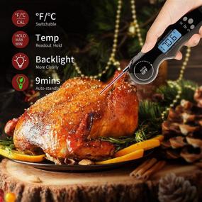 img 2 attached to 🌡️ MOSSRW Meat Thermometer - Instant Read Digital Food Thermometer with LCD Backlight, Waterproof Ultra Fast Cooking Thermometer for Kitchen, Grilling, BBQ, Baking, Liquids - Calibration Included