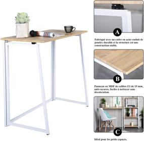 img 2 attached to 🏠 CozyCasa Folding Desk for Home Office: Small Foldable Computer Desk, Modern Simple Student Desk for Teens Bedroom, No Assembly, White Legs