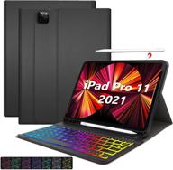 🔌 qhohq ipad pro 11 inch 2021 backlit keyboard case - detachable wireless/bt keyboard - 7 color backlight - advanced leather - black logo