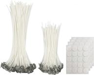 🕯️ 210 pieces of candle wicks for candle making: 128 pieces of 6-inch &amp; 8-inch cotton candle wicks for low smoke, natural cotton candlemaking. includes 80 pieces of candle wick stickers &amp; 2 pieces of candle wick holder. complete diy candle making kit logo