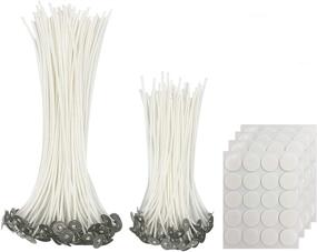 img 4 attached to 🕯️ 210 Pieces of Candle Wicks for Candle Making: 128 Pieces of 6-inch &amp; 8-inch Cotton Candle Wicks for Low Smoke, Natural Cotton Candlemaking. Includes 80 Pieces of Candle Wick Stickers &amp; 2 Pieces of Candle Wick Holder. Complete DIY Candle Making Kit