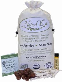 img 4 attached to NaturOli Soap Nuts / Soap Berries. 4-Lbs USDA ORGANIC (960 loads) + 18X Travel Bottle! (12 loads) Seedless, 4 Wash Bags, Tote Bag, 8-pg info. Organic Laundry Soap / Natural Cleaner. Processed in USA!