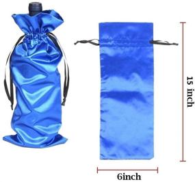 img 3 attached to 🎁 10pcs Drawstring Satin Wine Bags in Blue, Ideal for Gifting at Travel, Wedding, Birthday, Housewarming, and Dinner Parties (15"x6")