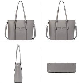 img 2 attached to 👜 BROMEN Vintage Leather Handbags Women's Briefcase - Grey Laptop Tote Bag for 15.6 inch Shoulder Work Purses