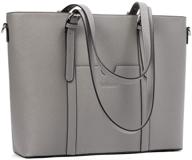 👜 bromen vintage leather handbags women's briefcase - grey laptop tote bag for 15.6 inch shoulder work purses logo