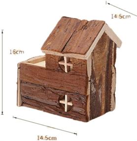 img 2 attached to 🐹 Emours Small Chewable Hamster Hideout: Wooden Hut Play House – Natural and Durable