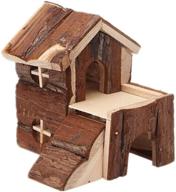 🐹 emours small chewable hamster hideout: wooden hut play house – natural and durable logo