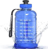 💧 64 oz half gallon water bottle with straw, time to drink, motivational leakproof tritan bpa free jug for fitness and sports логотип