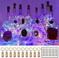 10 pack of mumuxi 20 led wine bottle lights with cork, 3.3ft silver wire cork lights battery 🍾 operated fairy mini string lights - perfect for liquor bottles crafts, party, wedding, halloween, christmas decorations in vibrant colors логотип