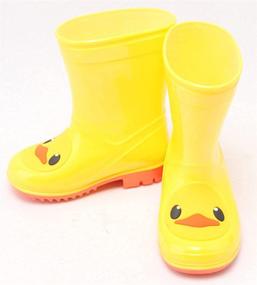 img 2 attached to 🦆 D.S.mor Yellow Cute Cartoon Duck Toddler Rain Boots - Anti-Slip Children's Water Shoes, Rubber Rain Boots for Kids