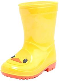 img 4 attached to 🦆 D.S.mor Yellow Cute Cartoon Duck Toddler Rain Boots - Anti-Slip Children's Water Shoes, Rubber Rain Boots for Kids