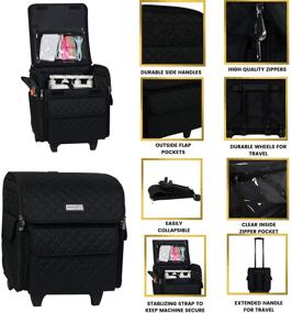 img 2 attached to 🧵 Everything Mary Serger Machine Rolling Storage Case for Brother, Singer, & Juki Sergers - Black Carrying Bag for Overlock Machines - Organizer Tote for Sewing Thread & Supplies