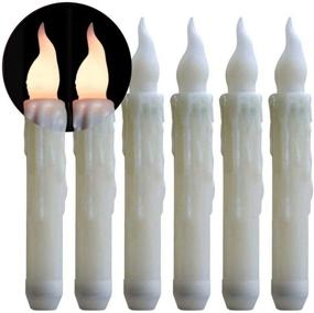 img 4 attached to 🕯️ 6-Piece Dripless Battery Operated Fake Flickering LED Candles with Timer (6 Hours ON, 18 Hours OFF) - Window Votive, Candlesticks, Table Taper Candle for Halloween, Christmas, Festival, Party