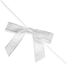 img 1 attached to 🎁 100 Pack Silver Satin Bow Twist Ties: Perfect for Treat Bags