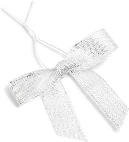 img 4 attached to 🎁 100 Pack Silver Satin Bow Twist Ties: Perfect for Treat Bags