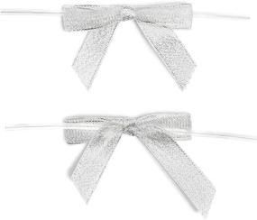 img 2 attached to 🎁 100 Pack Silver Satin Bow Twist Ties: Perfect for Treat Bags