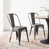 🪑 set of 2 modway promenade industrial modern gunmetal steel metal bistro dining chairs logo
