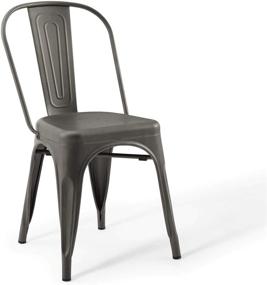 img 2 attached to 🪑 Set of 2 Modway Promenade Industrial Modern Gunmetal Steel Metal Bistro Dining Chairs