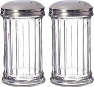 🍭 retro style sugar dispensers set of 2 - glass jar, stainless steel lid with pour-flap, 12 oz capacity logo