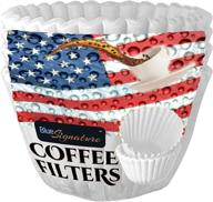 ☕ premium usa-made large coffee filters basket - pack of 300 (3 packs of 100) white paper coffee filters, replaces most coffee maker filters, blue signature filters for 8-12 cup coffee makers logo