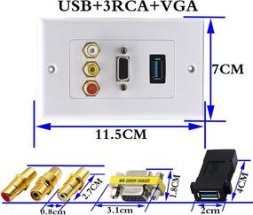 img 3 attached to 🔌 Белая настенная панель с 3RCA, USB 3.0A, VGA: компонентный составной аудио-видео выход, зарядное устройство - Крышка панели розетки USB от ZdyCGTime (3RCA&USB&VGA)