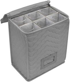 img 1 attached to 🍾 Sorbus Champagne Flute Storage Chest - Deluxe Quilted Case with Dividers - Service for 6 - Gray